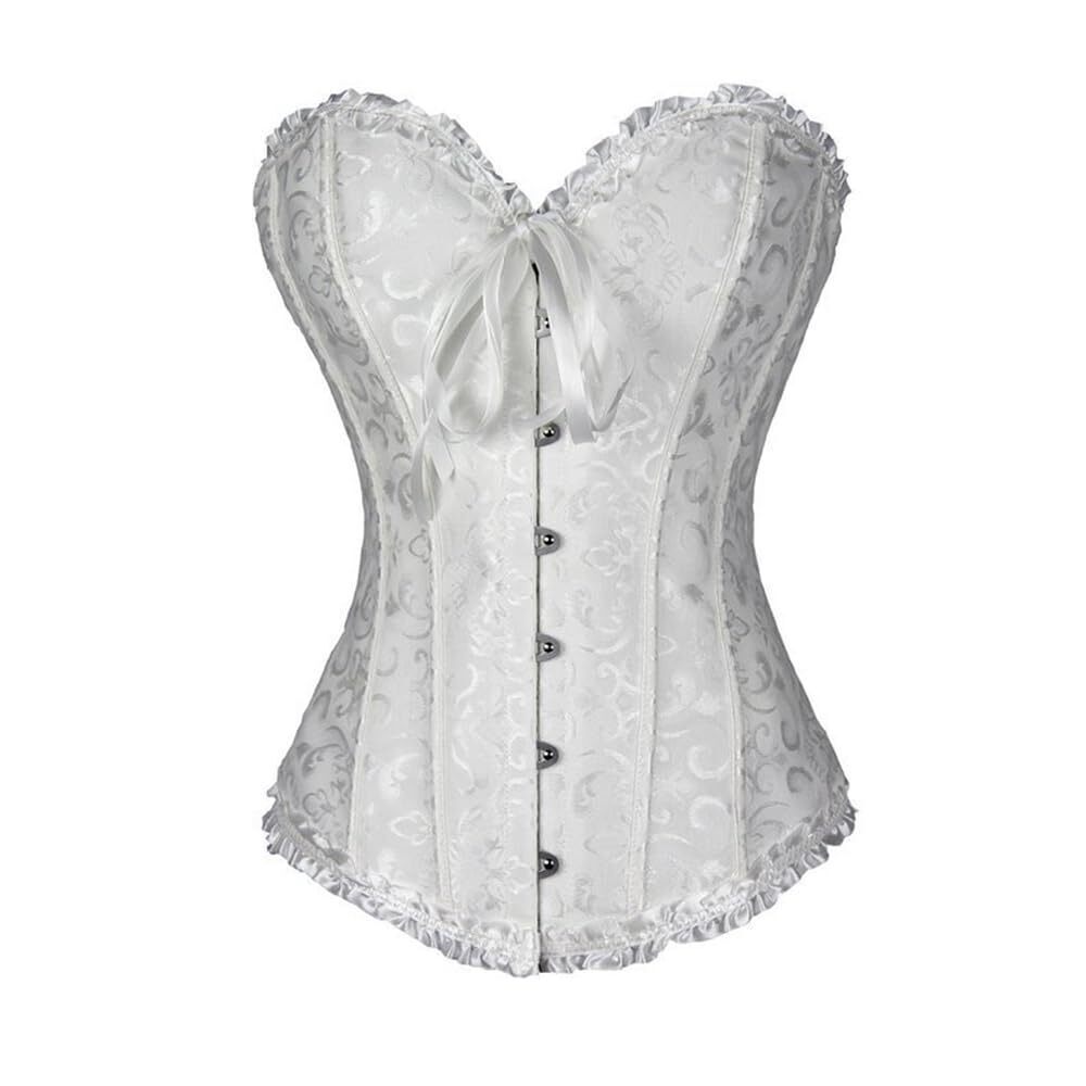 4813 Overbust Boned Corset Burlesque Basque Top Lace-Up Costume Waist